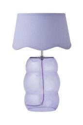 ValueLights Lolly Lilac Glass Bubble Table Lamp with Lilac Scallop Shade - thumbnail 6