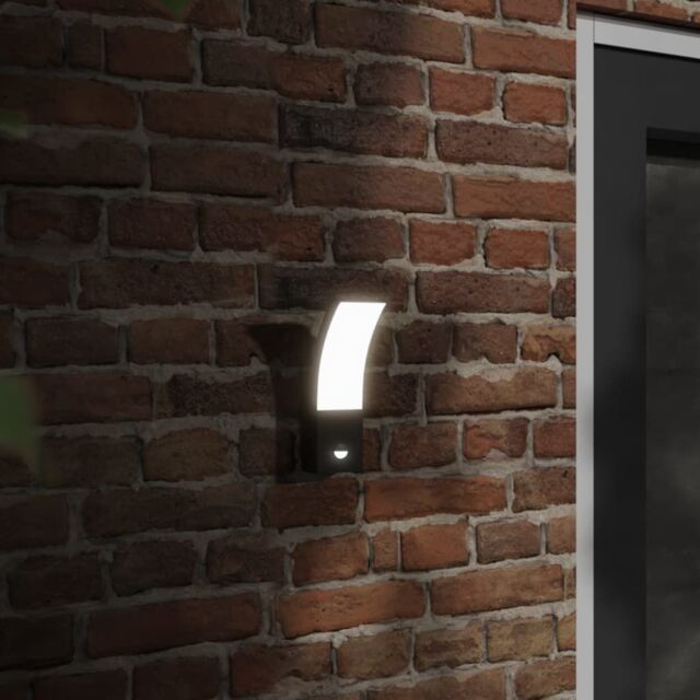 Berkfield Home Outdoor LED Wall Lights with Sensors 2pcs Black Die-cast Aluminium - image 1