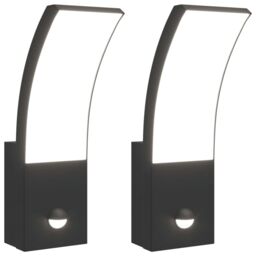 Berkfield Home Outdoor LED Wall Lights with Sensors 2pcs Black Die-cast Aluminium - thumbnail 2