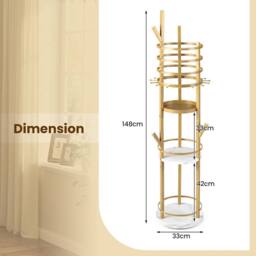 Costway Rotating Jewelry Stand Jewelry Display Tower w/Earring Necklace Holder in Gold - thumbnail 3