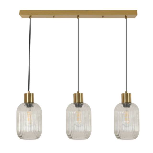 Goeco Clear Glass Chandelier with Ribbed Glass Lampshade & Bronze Finish in Gold - image 1