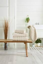 The Lyndon Company Rainham Supersoft Cotton Towel In Soft Absorbent Everyday Design in Taupe - thumbnail 1