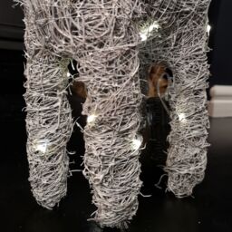 Samuel Alexander 51cm Battery Operated Rattan Woven Blitzen Reindeer with Warm White LEDs in Grey - thumbnail 6