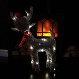 Samuel Alexander 51cm Battery Operated Rattan Woven Blitzen Reindeer with Warm White LEDs in Grey - thumbnail 3