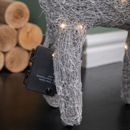 Samuel Alexander 51cm Battery Operated Rattan Woven Blitzen Reindeer with Warm White LEDs in Grey - thumbnail 7