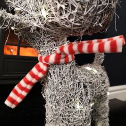 Samuel Alexander 51cm Battery Operated Rattan Woven Blitzen Reindeer with Warm White LEDs in Grey - thumbnail 5
