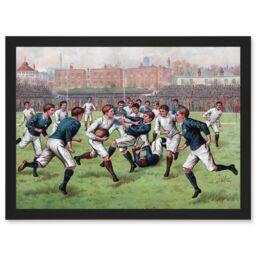 Artery8 Scotland England 1893 Rugby Union Football Match Painting Artwork Framed Wall Art Print A4 in Black - thumbnail 1