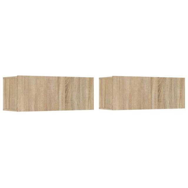Berkfield Home TV Cabinets 2 pcs Sonoma Oak 80x30x30 cm Engineered Wood in Light Tan - Size: 80 x 30 x 30 cm - image 1