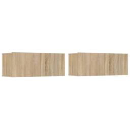 Berkfield Home TV Cabinets 2 pcs Sonoma Oak 80x30x30 cm Engineered Wood in Light Tan - Size: 80 x 30 x 30 cm - thumbnail 1