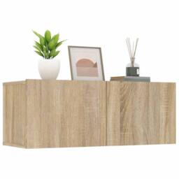Berkfield Home TV Cabinets 2 pcs Sonoma Oak 80x30x30 cm Engineered Wood in Light Tan - Size: 80 x 30 x 30 cm - thumbnail 4