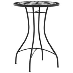 Berkfield Home Mosaic Bistro Table Black & White √ò50x70 cm Ceramic - Size: 50x70 cm - thumbnail 4