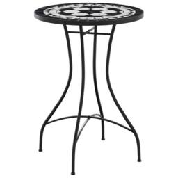Berkfield Home Mosaic Bistro Table Black & White √ò50x70 cm Ceramic - Size: 50x70 cm - thumbnail 3