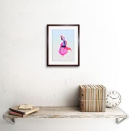 "Artery8 Wall Art Print Siamese Fighting Fish Pink Framed in Brown - Size: W7"" x H9""" - thumbnail 2