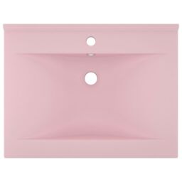 Berkfield Home Luxury Basin with Faucet Hole Matt Pink 60x46 cm Ceramic - thumbnail 3