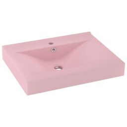 Berkfield Home Luxury Basin with Faucet Hole Matt Pink 60x46 cm Ceramic - thumbnail 2