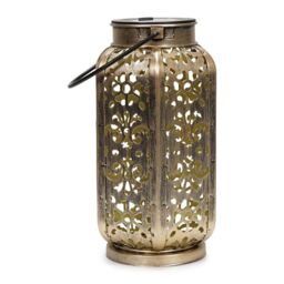 ValueLights Solar Antique Brass Outdoor Lantern in Metallic Gold