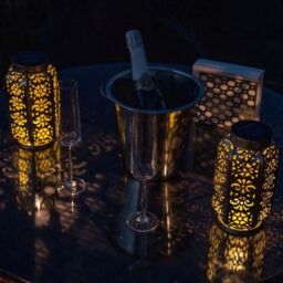 ValueLights Solar Antique Brass Outdoor Lantern in Metallic Gold - thumbnail 5
