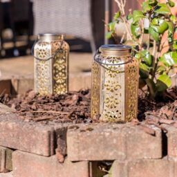 ValueLights Solar Antique Brass Outdoor Lantern in Metallic Gold - thumbnail 2