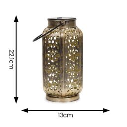 ValueLights Solar Antique Brass Outdoor Lantern in Metallic Gold - thumbnail 6