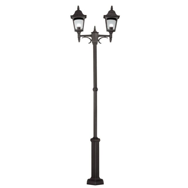 Loops Outdoor IP44 2 Bulb Lamp Post Dual Tall Black LED E27 100W
