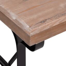 Berkfield Home Dining Table 110x65x82 cm Solid Wood Fir & Iron in Brown - Size: 110 x 65 x 82 cm - thumbnail 5