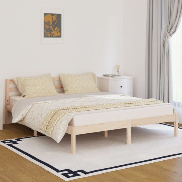 Berkfield Home Day Bed Solid Wood Pine 160x200 cm King Size in Brown - image 1