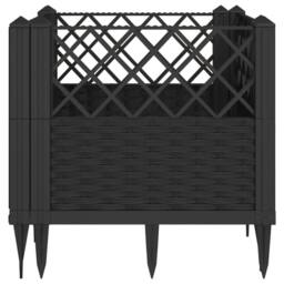 Berkfield Home Garden Planter with Pegs Black 43.5x43.5x43.5 cm PP - thumbnail 4
