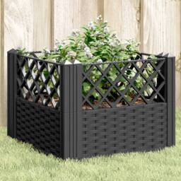 Berkfield Home Garden Planter with Pegs Black 43.5x43.5x43.5 cm PP - thumbnail 2