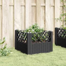 Berkfield Home Garden Planter with Pegs Black 43.5x43.5x43.5 cm PP - thumbnail 3