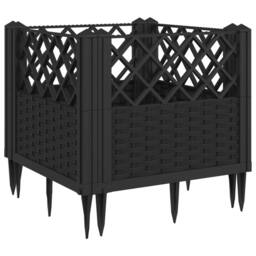 Berkfield Home Garden Planter with Pegs Black 43.5x43.5x43.5 cm PP