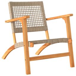 Berkfield Home Garden Chairs 2 pcs Beige Poly Rattan & Acacia Wood - thumbnail 4