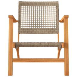 Berkfield Home Garden Chairs 2 pcs Beige Poly Rattan & Acacia Wood - thumbnail 5
