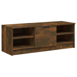 Berkfield Home TV Cabinet Smoked Oak 102x35.5x36.5 cm Engineered Wood in Brown - thumbnail 2