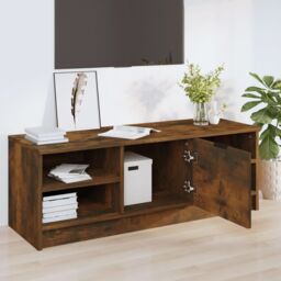 Berkfield Home TV Cabinet Smoked Oak 102x35.5x36.5 cm Engineered Wood in Brown - thumbnail 3