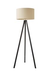 ValueLights Barbro Black Wood Tripod Floor Light Lamp with Reni Drum Shade in Natural - thumbnail 6