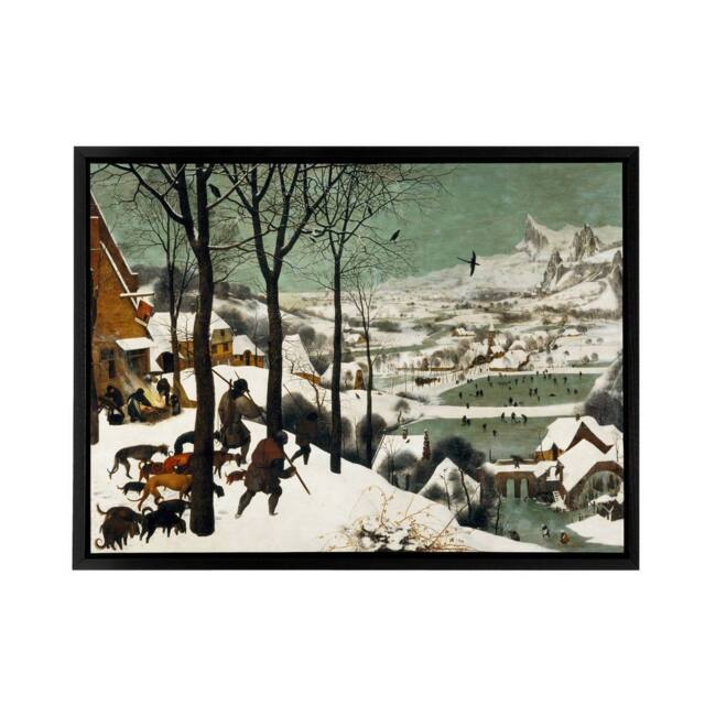 "Artery8 Pieter Bruegel The Elder Hunters In Snow Framed Canvas Wall Art Print - Size: W12"" x H16""" - image 1