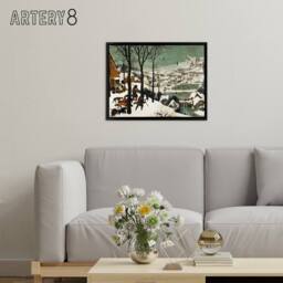 "Artery8 Pieter Bruegel The Elder Hunters In Snow Framed Canvas Wall Art Print - Size: W12"" x H16""" - thumbnail 3