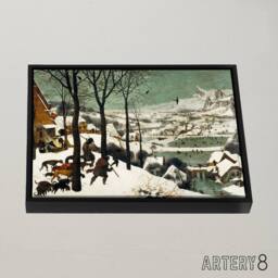 "Artery8 Pieter Bruegel The Elder Hunters In Snow Framed Canvas Wall Art Print - Size: W12"" x H16""" - thumbnail 2