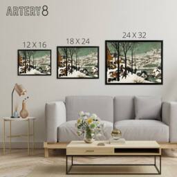 "Artery8 Pieter Bruegel The Elder Hunters In Snow Framed Canvas Wall Art Print - Size: W12"" x H16""" - thumbnail 4