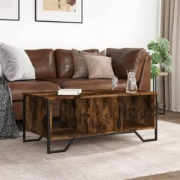 Berkfield Home Durable Coffee Table Smoked Oak 100x51x40 cm Engineered Wood in Brown - Size: 100 x 51 x 40 cm - thumbnail 1