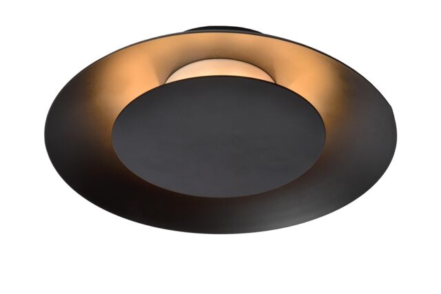 Lucide 'FOSKAL' Non Dimmable Stylish Modern Indoor LED Flush Ceiling Light in Black - image 1