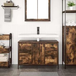 Berkfield Home Basin Cabinet with Drawers Smoked Oak 90x34.5x60 cm in Brown - thumbnail 3
