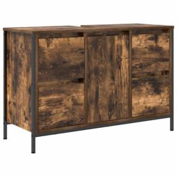 Berkfield Home Basin Cabinet with Drawers Smoked Oak 90x34.5x60 cm in Brown - thumbnail 2