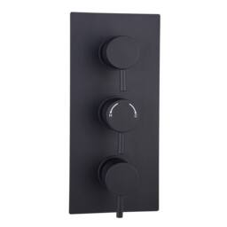 Bathroom Kingdom Menai Black Round Thermostatic Shower Valve - 2 Outlet - thumbnail 1