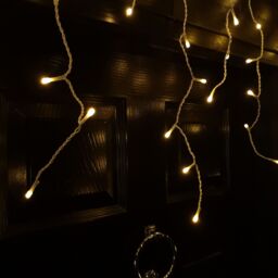 Samuel Alexander 25m 1000 Vintage Gold LED Frosted Icicle Indoor Outdoor Christmas Lights with Timer - thumbnail 2