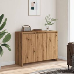 Berkfield Home Sideboard Artisan Oak 102x33x75 cm Engineered Wood in Brown - Size: 102 x 33 x 75 cm - thumbnail 3