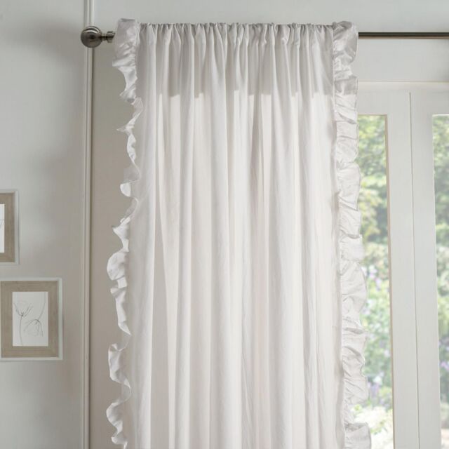 OHS Frill Voile Net Curtains 2 Window Panels Sheer Rod Slot Top Pair Set in White - Size: 140 cm width x 220 cm drop - image 1