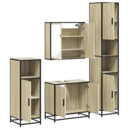 Berkfield Home 4¬†Piece Bathroom Furniture Set¬†Sonoma Oak Engineered Wood in Brown - thumbnail 6