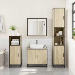 Berkfield Home 4¬†Piece Bathroom Furniture Set¬†Sonoma Oak Engineered Wood in Brown - thumbnail 4