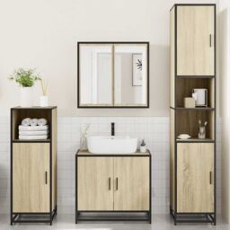 Berkfield Home 4¬†Piece Bathroom Furniture Set¬†Sonoma Oak Engineered Wood in Brown - thumbnail 3